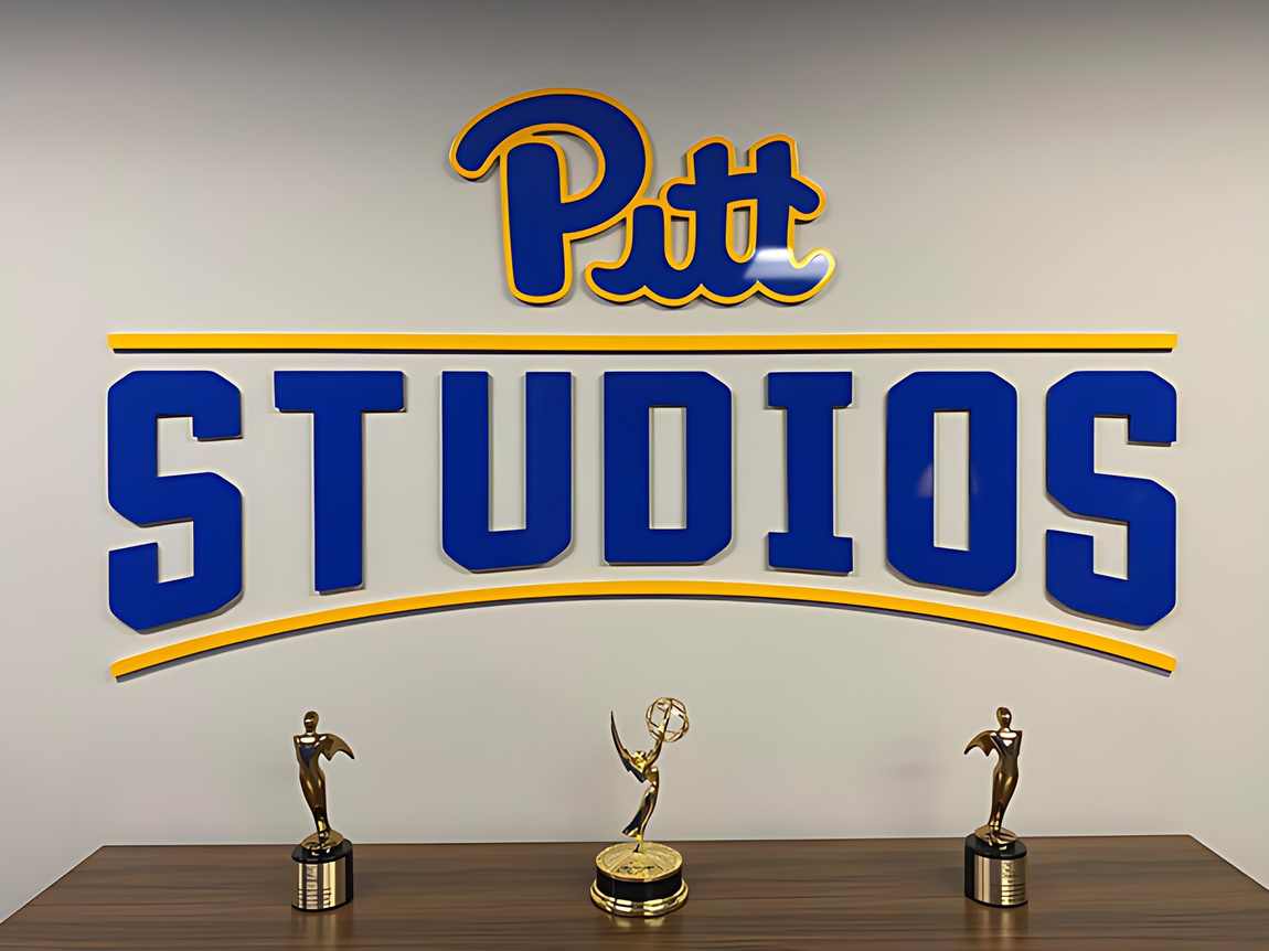 Pitt Studios sign with Emmy statues