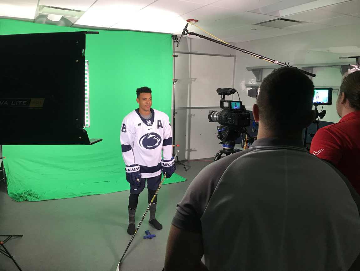 Green screen, Penn State Hockey, 2019