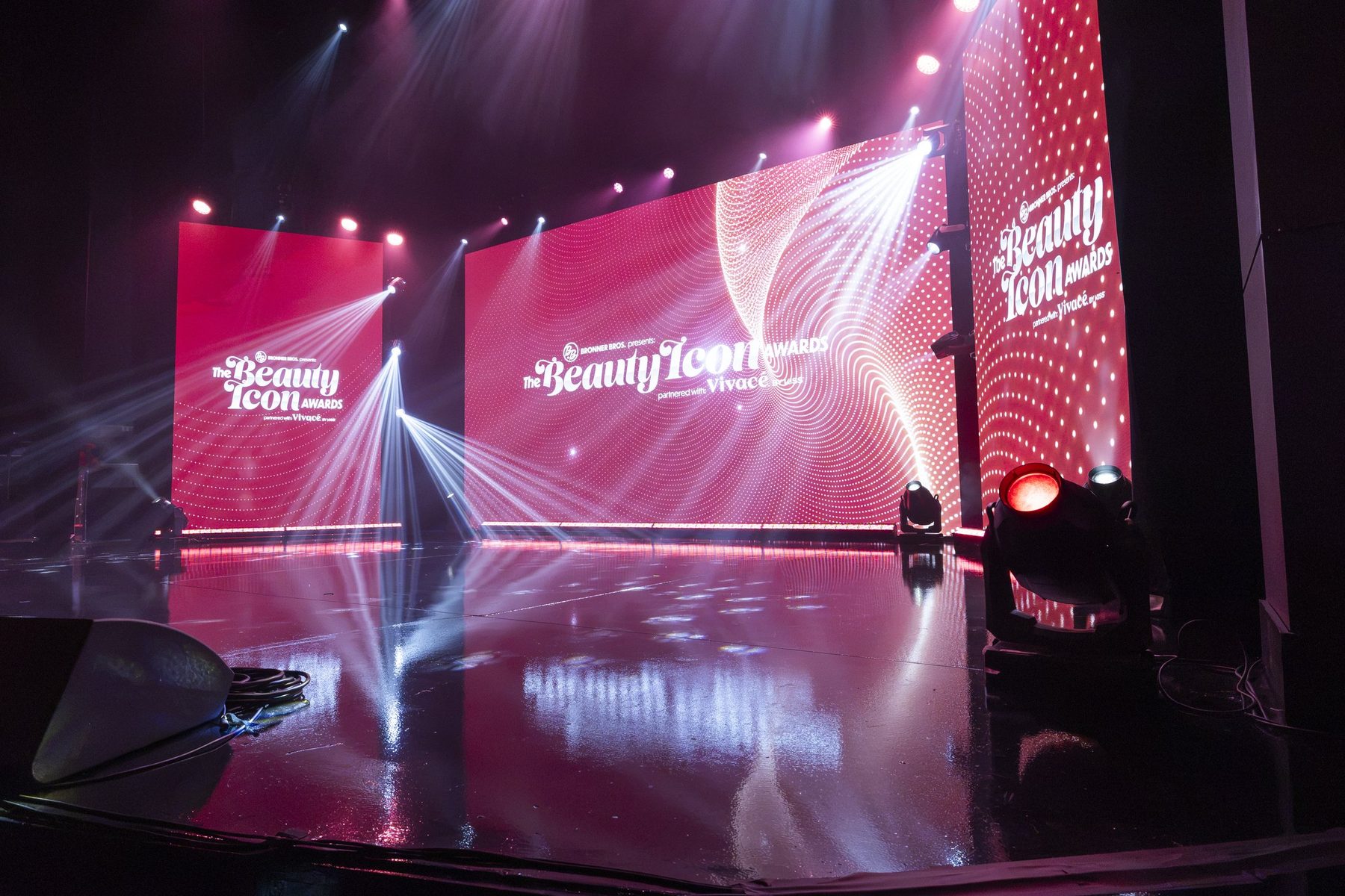 The Beauty Icon Awards stage at show time, photographed by Davone