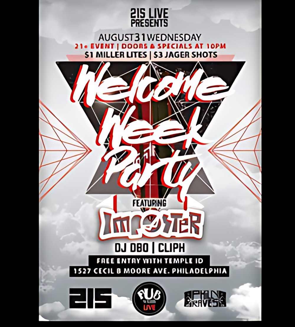 Event flyer: Welcome Week Party