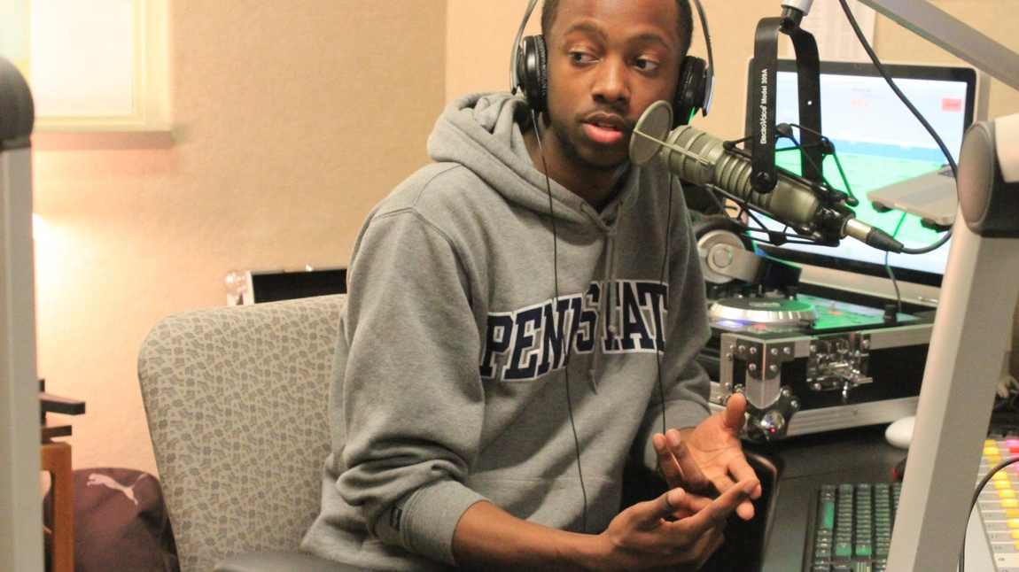 On the mic at BVZ Radio, College