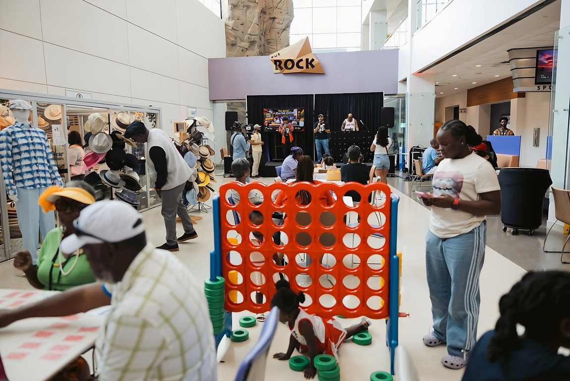 Guests playing games during an event in Riverside EpiCenter’s Main Hall