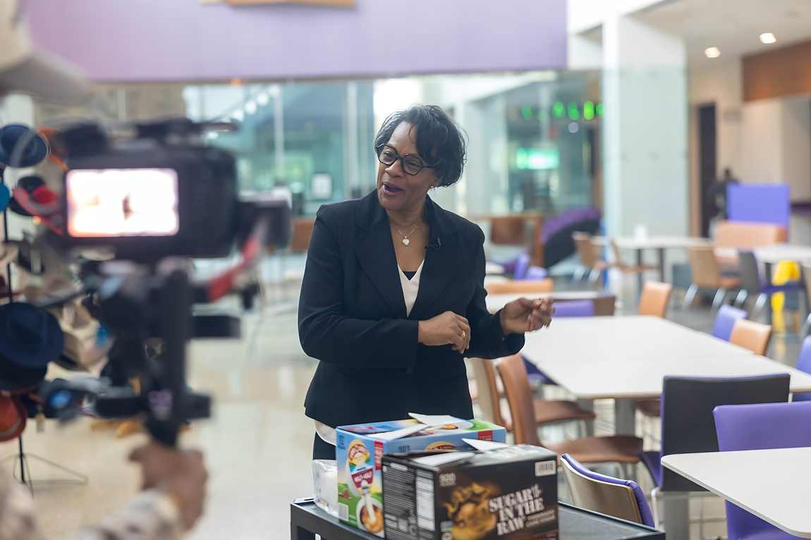 Dr. Yvonne Amos on camera during her Prime People interview
