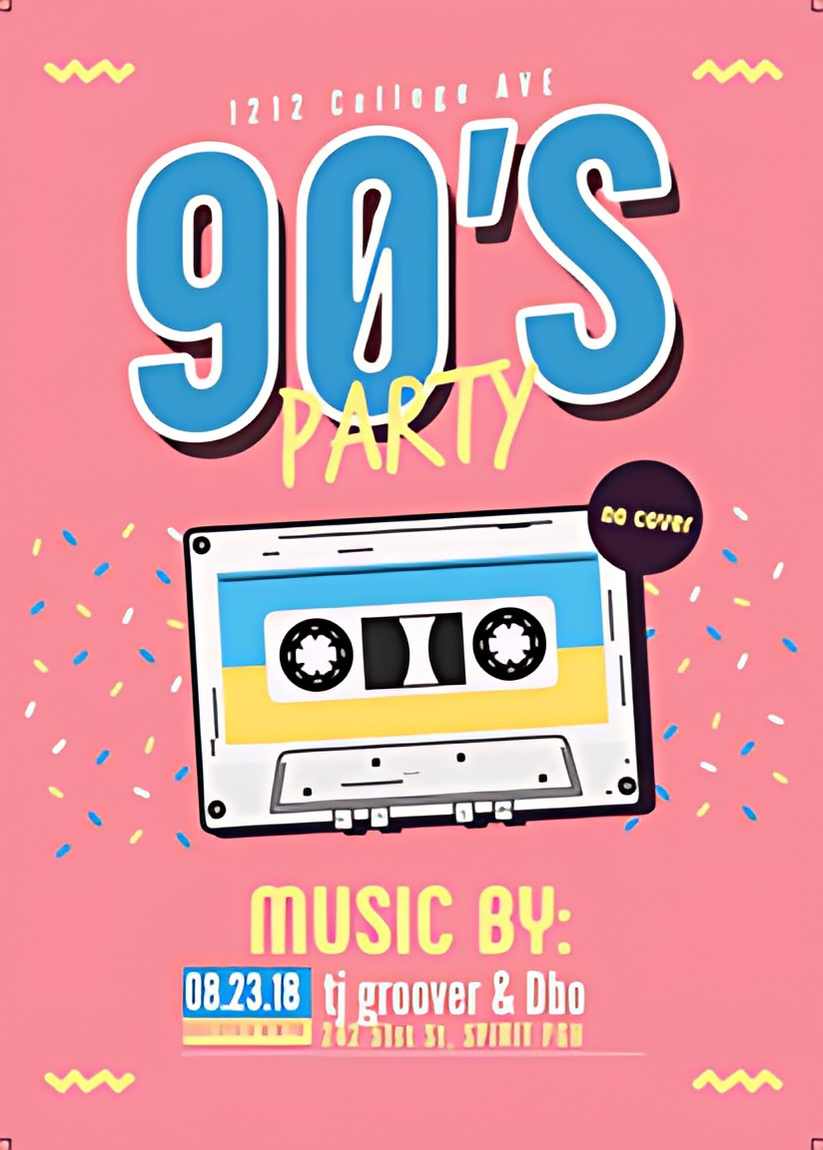 Event flyer: 90’s Party